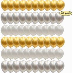 60 stuks Helium Latex Ballonnen MagieQ (Goud Zilver Wit) Feest|Party|Kinderfeesje|Decoratie|versiering|Kerst|